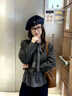 匯媚韓系辣妹復古棒球服夾克牛仔褲慵懶休閑一整套套裝女2025秋冬新款 外套+襯衫 兩件套 M 建議90-105 曬單實(shí)拍圖