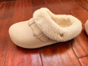 樸西冬季復古博肯防水可拆洗女士棉拖鞋可外穿保暖 淺沙色 38-39 曬單實(shí)拍圖