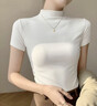拉夏貝爾半高領(lǐng)短袖T恤女春秋薄款修身內搭上衣氣質(zhì)半袖打底衫 白色 M 曬單實(shí)拍圖