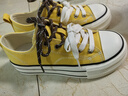 熱風(fēng)女鞋厚底帆布鞋春秋新款女士時(shí)尚撞色百搭學(xué)院風(fēng)增高休閑鞋 25黃色 37 曬單實(shí)拍圖
