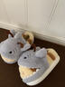 QUEEN TRIP呆萌鯊魚(yú)bee棉拖鞋男女趣味可愛(ài)鯊魚(yú)蜜蜂居家包跟冬季情侶毛毛鞋 升級版面料更保暖-趣味鯊帽蜜蜂棉拖 藍色 38-39 碼 曬單實(shí)拍圖