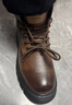 公牛世家馬丁靴鞋子男鞋秋冬季新款高幫加絨保暖棉鞋男士英倫風(fēng)機車(chē)工裝靴 紅棕【四季款單鞋】GN124101225 42 （運動(dòng)鞋碼） 曬單實(shí)拍圖