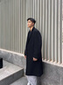 MUSINSA STANDARD【含羊絨羊毛】韓國秋冬男士大碼中長(cháng)款過(guò)膝單排扣毛呢大衣 黑色(BK) L 曬單實(shí)拍圖