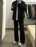 杉努褲子男秋冬季cleanfit微喇黑色直筒褲春款拖地休閑彎刀西裝長(cháng)褲 819黑色 XL (建議125-145斤) 曬單實(shí)拍圖