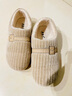 布舍元（BUSHEYUAN）冬季加絨保暖棉拖鞋一腳蹬家居鞋老北京布鞋女540-7007 米色 36 曬單實(shí)拍圖