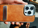 巴蒂尼 電鍍側貼皮紋適用iphone17手機殼蘋(píng)果16promax隱形支架15pro高級感14潮牌13超防摔12創(chuàng  )意 【棕色】+棕色手繩 iPhone 16 Pro 曬單實(shí)拍圖