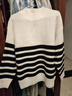百圖betu百圖女裝冬新款毛衣條紋慵懶舒適長(cháng)袖寬松毛衫女2311T43 米白 M 曬單實(shí)拍圖