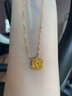 周六福爆閃方糖黃金項鏈吊墜生日禮物計價(jià)A0613172 約4.15g 40+5cm 曬單實(shí)拍圖