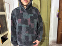 NYING毛絨針織衛衣男連帽秋冬季新款潮牌條紋重磅帽衫外套寬松百搭上衣 YK86124彩色格子 XL （120-140斤） 曬單實(shí)拍圖