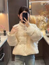 鹿王戀雪新中式盤(pán)扣羽絨棉服女冬季2025年新款設計感洋氣減齡短款棉襖外套 米白色 L 100-120斤 曬單實(shí)拍圖