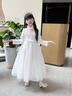 小咔衣濃女童禮服公主裙主持人蓬蓬紗花童婚紗小女孩鋼琴演奏演出服秋冬季 白色長(cháng)袖長(cháng)款 130 曬單實(shí)拍圖