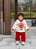 班喜迪兒童漢服套裝秋冬裝女童周歲禮服男寶寶嬰兒冬季中式唐裝拜年衣服 紅色 90 曬單實(shí)拍圖