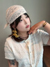 鹿珊伍三角巾女韓系溫柔蕾絲百搭透氣頭巾木珠紋理針織絲巾辣妹風(fēng)頭飾 蕾絲方巾 曬單實(shí)拍圖