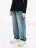 little MO&Co.little moco童裝24春裝新款男女童純棉牛仔褲直筒長(cháng)褲KBD1JENT02 牛仔藍色2 140 140/58 曬單實(shí)拍圖