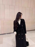 濮院女士高端羊毛羊絨大衣秋冬新款雙面毛呢外套小個(gè)子寬松中長(cháng)款 黑色（韓版四排扣） S 建議80-120斤 曬單實(shí)拍圖