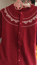 babylove嬰兒針織連體衣秋冬季綿羊毛保暖哈衣爬爬服復古圣誕衣服星空銹紅 曬單實(shí)拍圖