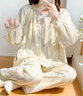 韓姿朵（Hanziduo）雙層紗布棉紗情侶睡衣女春秋款純棉麻長(cháng)袖夏泡泡紗嬰兒棉男家居服 3221女 2XL 曬單實(shí)拍圖
