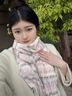 鉑吶苓圍巾女彩虹格子甜美軟妹韓系氛圍感百搭學(xué)生軟糯針織圍脖新年禮物 格子圍巾【淡藍粉色】 曬單實(shí)拍圖
