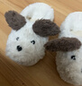細細條 卡通可愛(ài)狗狗居家棉拖鞋女冬季室內防滑保暖半包跟毛絨絨月子鞋 米白色 38-39 曬單實(shí)拍圖