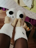 肯奈迪（KENNAIDI）小狗地板襪可愛(ài)女生暖腳神器冬季保暖腿腳襪套加絨加厚睡覺(jué)襪子 【1雙】白色小狗 蓄熱保暖襪 均碼 加絨加厚 曬單實(shí)拍圖