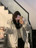 溫格芳羽絨棉服女冬季2025新款韓系學(xué)生加厚派克棉衣小個(gè)子保暖棉襖外套 灰白色 M 曬單實(shí)拍圖