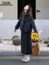 瑪嬌媚（Majiaomei）毛呢小香風(fēng)連衣裙女裝套裝2025冬季新款韓系搭配一整套短外套裙子 外套+中長(cháng)款半身裙 L 曬單實(shí)拍圖