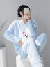 另塵卡通小狗加厚加絨半邊絨睡衣女冬季2025新款珊瑚絨家居服冬天套裝 M003LA 藍色小狗 M 曬單實(shí)拍圖