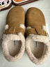 千百度春秋新款勃肯鞋女加絨棉鞋百搭豆豆鞋英倫風(fēng)休閑鞋女士一腳蹬女鞋 駝色（冬季加絨） 36 曬單實(shí)拍圖