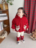 班喜迪女童套裝秋冬裝新款洋氣兒童拜年衣服寶寶嬰兒周歲禮服冬季小童裝 紅色 80 cm 曬單實(shí)拍圖