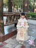 玫初莎拜年服女童漢服連衣裙冬裝加絨加厚仙女孩古裝冬款兒童套裝裙子 H188香檳色夾棉+發(fā)夾+毛領(lǐng) 加厚 140 【建議身高135cm左右】 曬單實(shí)拍圖