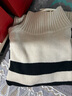 茵曼澳毛絨條紋高領(lǐng)羊毛衫2025冬女裝新款休閑針織毛衣 杏黑條紋 S 曬單實(shí)拍圖
