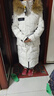 零下40度東北哈爾濱鵝絨服男女情侶長(cháng)款過(guò)膝羽絨服特加厚抗寒外套 冰城白【男女同款單件】 90%白鵝絨極寒保暖 M 建議100-120 斤，充絨量420克 曬單實(shí)拍圖