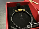 周六福新年禮物  黃金手飾男款足金小金桶黑瑪瑙編織手繩 定價(jià) 1.03g 曬單實(shí)拍圖