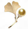 GiO珠寶 南洋金珍珠胸針18K金銀杏葉胸針圣誕節禮物送老婆 18K金 珍珠9-10mm 曬單實(shí)拍圖