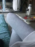 浪莎（LangSha）加絨加厚打底褲女高腰收腹顯瘦豎條紋連褲襪秋冬季保暖羊毛打底襪 【踩腳】淺灰 均碼 80-140斤 曬單實(shí)拍圖