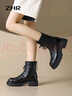 ZHR馬丁靴女秋時(shí)尚簡(jiǎn)約厚底英倫短靴增高圓頭百搭女靴 CQ10 黑色 39 曬單實(shí)拍圖