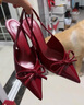 ZARA2025秋季新品黑色尖頭蝴蝶結漆皮淺口高跟鞋外穿細跟露跟涼鞋 紅色 36 曬單實(shí)拍圖