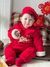 湯尼倍兒嬰兒套裝冬過(guò)年拜年服馬年寶寶加厚外出紅色新年喜慶棉服 新年紅 /吉祥如意 90 cm 曬單實(shí)拍圖