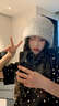 COSMICKISS毛線(xiàn)帽冬季女2026新款顯臉小毛絨冷帽大頭圍保暖針織護耳帽堆堆帽 麻灰色  均碼（54-60cm） 曬單實(shí)拍圖