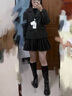 pusumede凱斯頓公學(xué) 羊毛混紡毛呢西裝外套女氣質(zhì)百褶半身裙套裝 黑花灰半身裙 現貨 M 曬單實(shí)拍圖