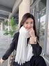 DFBK圍巾冬季女士感情侶加厚保暖百搭米白色2025新款仿羊絨圍脖男 奶白色 曬單實(shí)拍圖