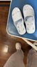 BAIHOU白猴浴室洗澡側漏水防滑按摩情侶居家用涼拖鞋女士 淺藍36-37 曬單實(shí)拍圖