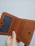 滕閣廂 卡包證件包女士零錢(qián)包迷你小錢(qián)包油蠟皮復古短款多卡位按扣卡套 棕色 曬單實(shí)拍圖