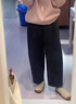 貝娜妮大碼胖mm加絨加厚休閑褲女2025冬季寬松顯瘦毛呢直筒闊腿九分褲子 深灰色 3XL 建議160-180斤 曬單實(shí)拍圖