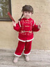 班喜迪女童漢服套裝秋冬裝兒童新中式寶寶周歲禮服國風(fēng)唐裝冬季拜年衣服 紅色 100 曬單實(shí)拍圖