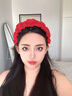 花詩(shī)可2025秋冬新款高顱頂洗臉毛線(xiàn)發(fā)箍紅色新年針織寬邊頭箍頭飾發(fā)飾女 F2053紅 曬單實(shí)拍圖