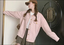 艾珠兒（Aizhuer）粉色麂皮絨工裝外套女春秋2025新款甜美小個(gè)子學(xué)院風(fēng)休閑夾克上衣 粉色 M 曬單實(shí)拍圖