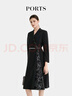 PORTS寶姿女裝2024早秋新款簡(jiǎn)約時(shí)尚印花經(jīng)典撞色拼接收腰長(cháng)袖連衣裙 黑色 M (6) 曬單實(shí)拍圖