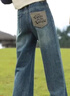 女童牛仔褲秋裝2025新款兒童秋季大童闊腿褲初中生褲子女孩直筒 藍色 170 cm 曬單實(shí)拍圖
