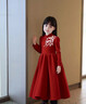 迪士尼（Disney）女童禮服長(cháng)袖連衣裙2025秋冬季新款中大童裝紅色新年洋氣刺繡長(cháng)裙 紅色【加絨款】 140 (升級款) 曬單實(shí)拍圖